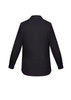 A black women's long sleeve button-up shirt with a classic collar and a plain back design.