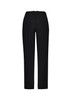 A pair of women's straight leg pants in black, featuring a comfort waist design and a simple, sleek silhouette. A pair of women's straight leg pants in black, featuring a comfort waist design and a simple, sleek silhouette.