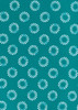 A teal fabric featuring a white daisy print pattern, with various floral designs evenly spaced throughout.