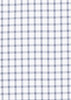 A white long sleeve shirt featuring a navy blue checked pattern, with a logo on the label.