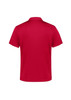A red short sleeve polo shirt with a plain back and a small logo on the neckline.