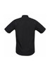 A black men's Bondi short sleeve shirt with a button-up design and rolled sleeves, featuring a logo.