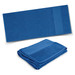 A blue Marina Terry Towel displayed flat and folded, featuring a textured design and a branded logo.