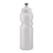 A drink bottle in a wavy design, featuring a white body and a black nozzle at the top. It includes a logo.