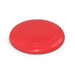 A red flying disc with a smooth, rounded surface. A red flying disc with a smooth, rounded surface.