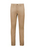 A pair of beige modern stretch chino pants with a slim fit design. Features a front pocket and a branded logo. A pair of beige modern stretch chino pants with a slim fit design. Features a front pocket and a branded logo.