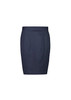A navy blue mid-waist pencil skirt with a sleek design and minimal detailing. It features a waistband and a smooth silhouette. A navy blue mid-waist pencil skirt with a sleek design and minimal detailing. It features a waistband and a smooth silhouette.