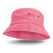 A pink Bondi Bucket Hat with a wide brim and side ventilation holes. A pink Bondi Bucket Hat with a wide brim and side ventilation holes.