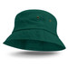 A green Bondi bucket hat with a wide brim and ventilation eyelets. It features a logo on the side. A green Bondi bucket hat with a wide brim and ventilation eyelets. It features a logo on the side.