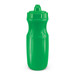 A drink bottle in bright green with a textured grip and a sports cap. Features a logo on the side.