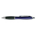 A metal pen with a sleek purple and silver design, featuring a comfortable grip and a clip for easy attachment.