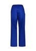 Royal blue scrub pants featuring an elastic waistband and side pocket, positioned against a white background. Royal blue scrub pants featuring an elastic waistband and side pocket, positioned against a white background.