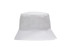 A breathable poly twill bucket hat in white with a soft brim and a logo. A breathable poly twill bucket hat in white with a soft brim and a logo.
