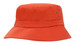 An orange brushed sports twill bucket hat with a wide brim and decorative vent holes.