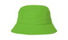 A bright green bucket hat featuring a simple design and a logo. Ideal for children's headwear. A bright green bucket hat featuring a simple design and a logo. Ideal for children's headwear.