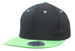 A cap featuring a dark grey body and a bright green visor, with a logo on the front. A cap featuring a dark grey body and a bright green visor, with a logo on the front.