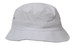 A white brushed sports twill bucket hat featuring a small logo on the side.