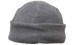 A grey micro fleece beanie with a rolled cuff and a simple design. It has a logo on the exterior.