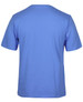A blue t-shirt viewed from the back, featuring a plain design and a logo. A blue t-shirt viewed from the back, featuring a plain design and a logo.