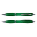 A translucent green pen with silver accents, featuring a sleek design and a clip for easy attachment. A translucent green pen with silver accents, featuring a sleek design and a clip for easy attachment.