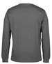 A grey long-sleeve t-shirt featuring a simple design and a logo on the back.