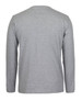 A grey long-sleeve t-shirt with a round neck and a plain back. Features a logo on the front.