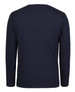 A navy long-sleeve t-shirt with a plain back view, featuring a simple design and a brand logo.