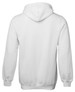 A white hoodie with a hood and long sleeves, featuring a plain back design.