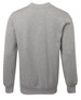 A grey jumper with a round neck and long sleeves, featuring a plain back design and elasticised cuffs.