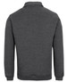 A dark grey polar fleece jumper featuring a half zip and long sleeves. It has branding on the back.
