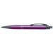 A metal pen in a vibrant purple color with a textured grip and polished accents.