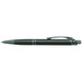 A metal pen with a sleek black finish and a textured grip, featuring a shiny silver clip and accents.