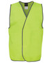 A high-visibility safety vest in bright yellow-green with grey trim and no sleeves, featuring a logo. A high-visibility safety vest in bright yellow-green with grey trim and no sleeves, featuring a logo.
