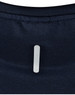 A navy blue short-sleeve performance tee featuring a logo on the back collar.