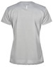 A light grey ladies' short-sleeve performance T-shirt featuring a subtle design and a logo.