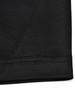A black fabric close-up featuring a contrast stitch, showcasing texture and seam detail of a polo shirt.