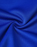 A close-up of vibrant blue fabric showcasing a smooth texture, indicative of a sustainable poly/cotton blend.