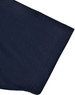 A navy short-sleeved polo shirt, featuring a contrasting design and a logo on the fabric.