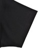 A black polo shirt featuring short sleeves and a contrast detail, with a logo on the fabric.