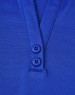 A blue polo shirt featuring a collar and two button placket. The fabric is a sustainable poly/cotton blend.