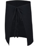 A black short waist apron featuring a tie closure and a sleek design, suitable for various work settings.