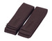 Two brown changeable apron straps made of durable material, featuring a textured surface and a simple design.