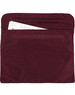 A burgundy satchel with a top opening and a rear pocket, designed for holding documents and files.