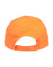 A bright orange heavy brushed cotton cap with a back adjustable strap and ventilation holes. It features a logo.