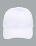 A white polycotton twill cap with a curved brim and an adjustable strap. It features a logo on the front.