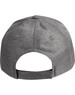 A grey cap featuring a back closure and ventilation holes, with a logo on the side.