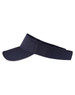 A navy blue twill visor with a wide brim and an adjustable band. It features a logo on the front.