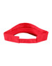 A red visor with a wide band and adjustable strap, featuring a logo on the side.