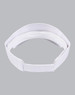 A white sandwich visor featuring a simple, sleek design. It has a logo on the band.