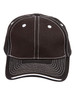 A blue cotton twill cap with contrast trim and a logo on the front. Features stitched detailing on the brim.